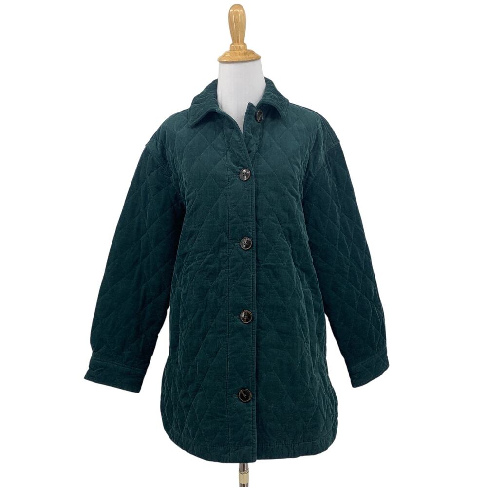 Madewell Shirt Jacket Womens S Small Green Belrose Quilted Corduroy Heavy Pocket